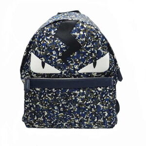 Fendi Monster Bugs Backpack Camouflage Leather Blue Green